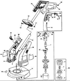 Default Diagram and Parts List for GL400-BR Type 2 Black and Decker Trimmer